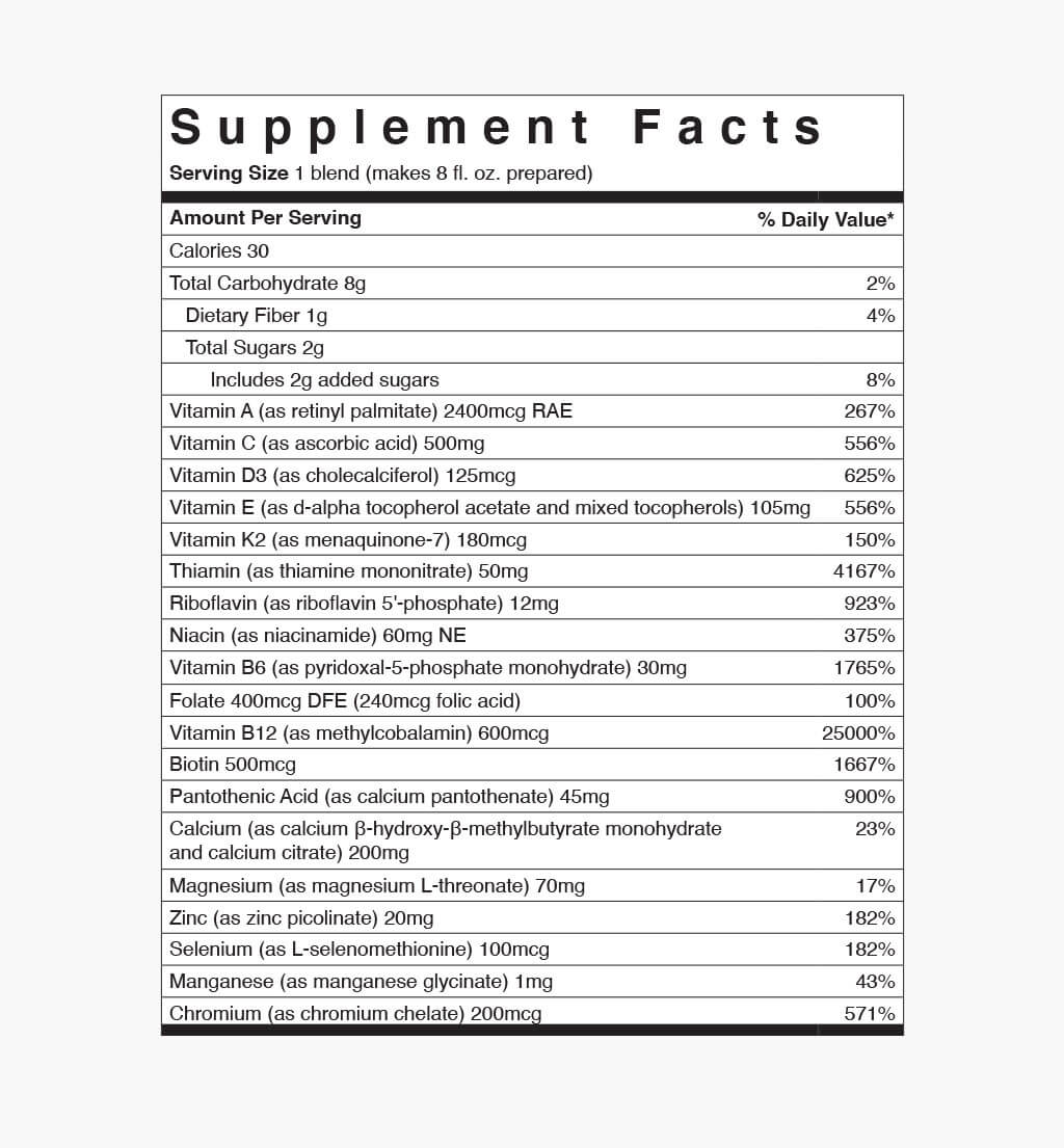 Supplement Facts: Pro Orange